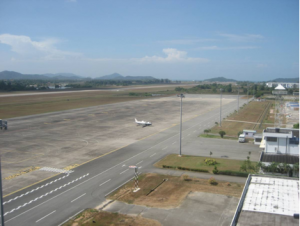 Langkawi’s huge runway in the background 